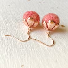 花仙子 手作羊毛氈耳環 925玫瑰金銀針 可改耳夾