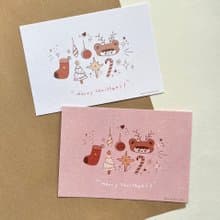 【薑餅熊系列】薑餅熊聖誕卡 粉/白