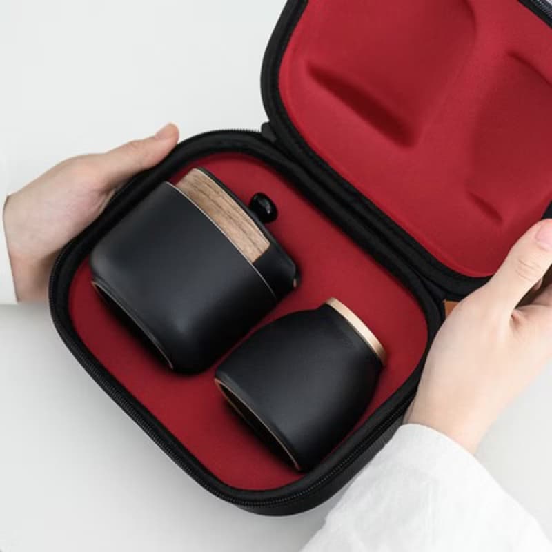 聞說|有容便攜旅行茶具 黑砂釉陶瓷快客杯一壺三杯
