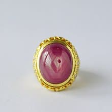 Natural Ruby 34 Cts Ring Sterling Silver 925 With Gold Plated 7 US.
