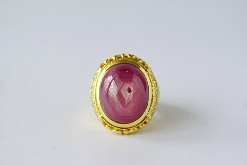Natural Ruby 34 Cts Ring Sterling Silver 925 With Gold Plated 7 US.
