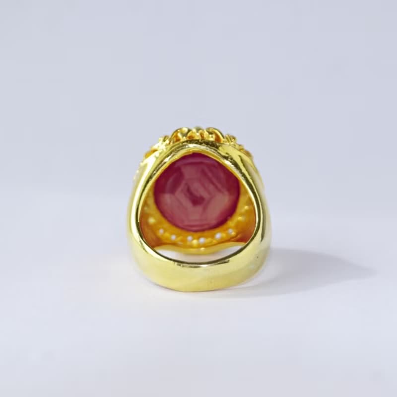 Natural Ruby 34 Cts Ring Sterling Silver 925 With Gold Plated 7 US.