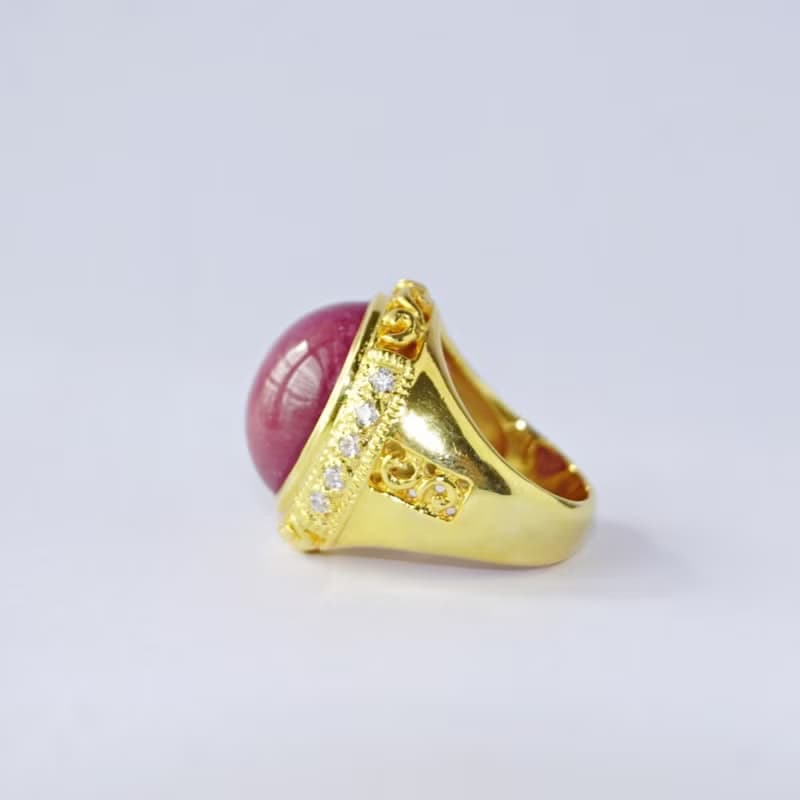 Natural Ruby 34 Cts Ring Sterling Silver 925 With Gold Plated 7 US.