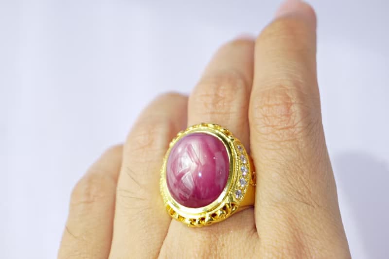 Natural Ruby 34 Cts Ring Sterling Silver 925 With Gold Plated 7 US.