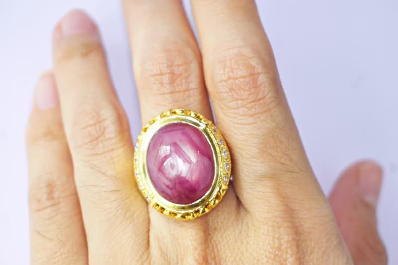Natural Ruby 34 Cts Ring Sterling Silver 925 With Gold Plated 7 US.
