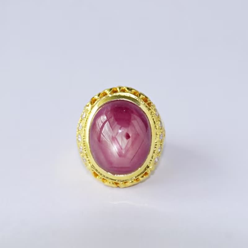 Natural Ruby 34 Cts Ring Sterling Silver 925 With Gold Plated 7 US.
