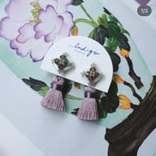 紫煙-花磚流蘇耳環 耳針耳夾