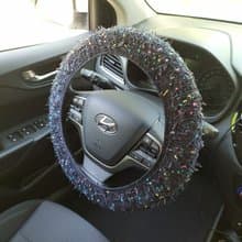 Handmade black knitted steering wheel cover/ Car accessories