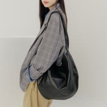 supportingrole 真皮優雅摩登都市肩側手提背包  黑