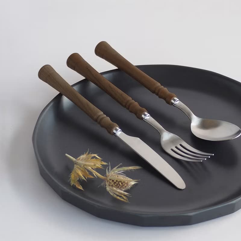 日本高桑金屬  日製復古風木柄不鏽鋼甜點叉-2入