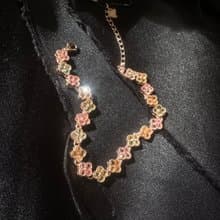 簇。s925 純銀 鍍14k 貴人石 碧璽 小花 玫瑰金 手串 手鏈 手環