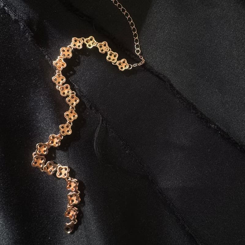 簇。s925 純銀 鍍14k 貴人石 碧璽 小花 玫瑰金 手串 手鏈 手環