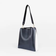 Two-Tone Tote 素皮革拼色手提包 側背包 黑色x米白色
