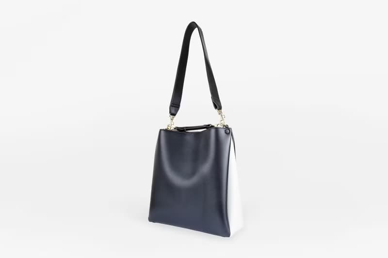 Two-Tone Tote 素皮革拼色手提包 側背包 黑色x米白色