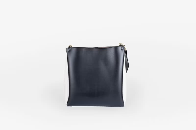 Two-Tone Tote 素皮革拼色手提包 側背包 黑色x米白色