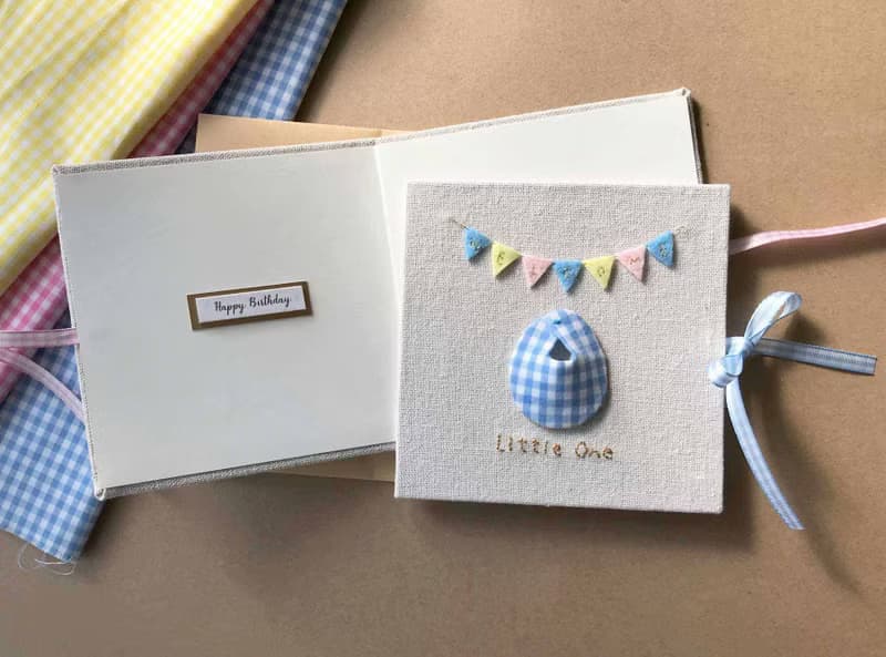 小小圍兜的祝福 |手工卡| 生日卡| Handmade Baby card 藍色2.0版