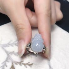 【招財神獸】冰種翡翠貔貅戒指 925銀|天然緬甸玉翡翠A貨| 送禮