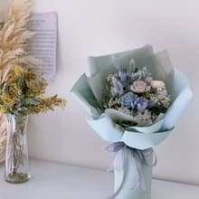 莫蘭迪藍灰系 乾燥花永生花束 告白花束 生日禮物 求婚捧花