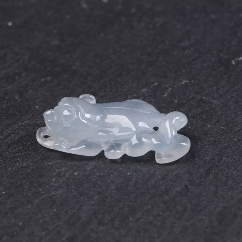 【招財神獸】冰種飄黃翡翡翠貔貅| 裸石| 天然緬甸玉A貨翡翠|送禮
