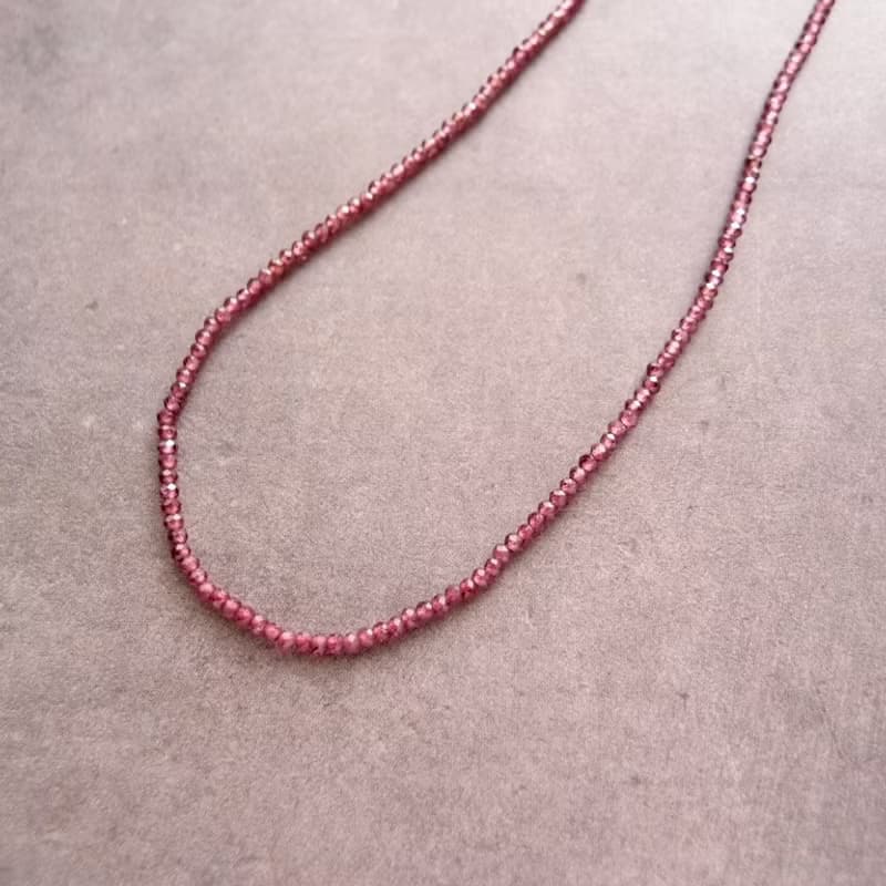 【K14gf】Colored Stone Plane Necklace　Rhodolite Garnet・ロードライトガーネット