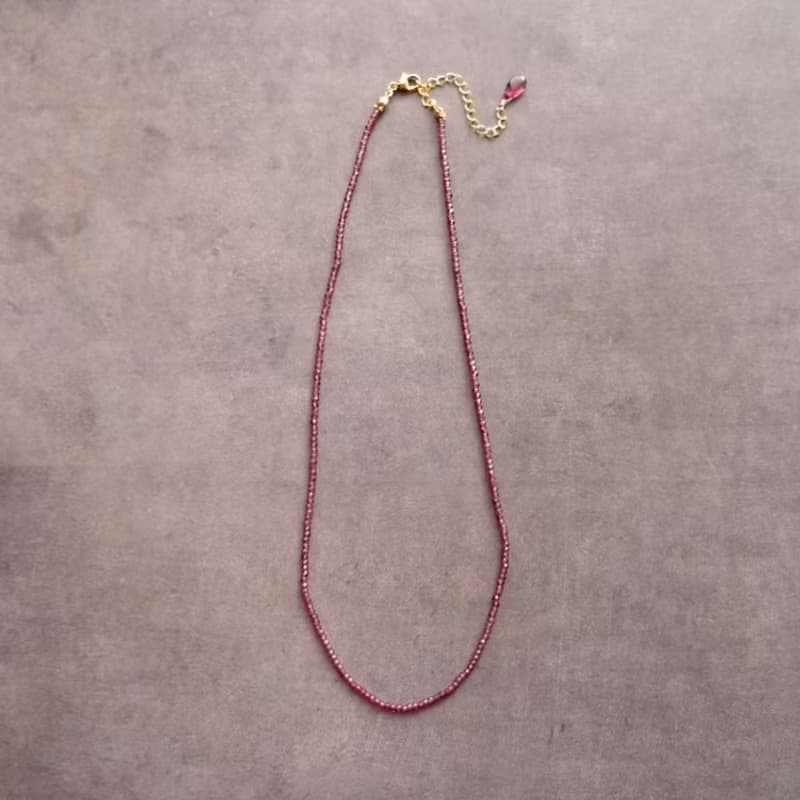 【K14gf】Colored Stone Plane Necklace　Rhodolite Garnet・ロードライトガーネット
