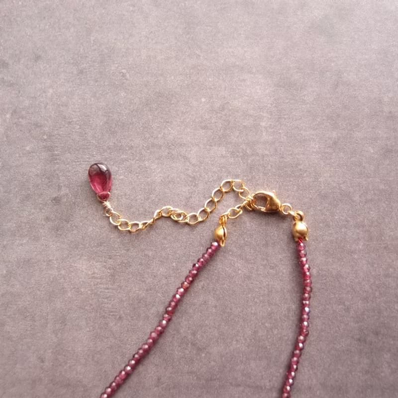 【K14gf】Colored Stone Plane Necklace　Rhodolite Garnet・ロードライトガーネット