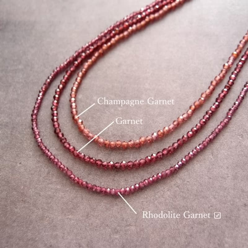 【K14gf】Colored Stone Plane Necklace　Rhodolite Garnet・ロードライトガーネット