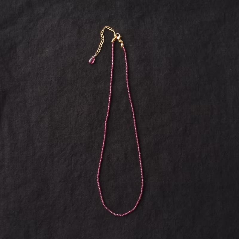 【K14gf】Colored Stone Plane Necklace　Rhodolite Garnet・ロードライトガーネット