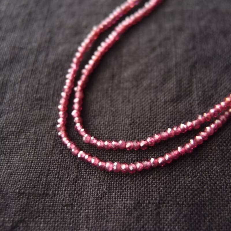 【K14gf】Colored Stone Plane Necklace　Rhodolite Garnet・ロードライトガーネット