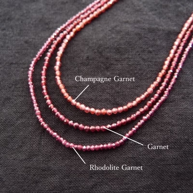 【K14gf】Colored Stone Plane Necklace　Rhodolite Garnet・ロードライトガーネット