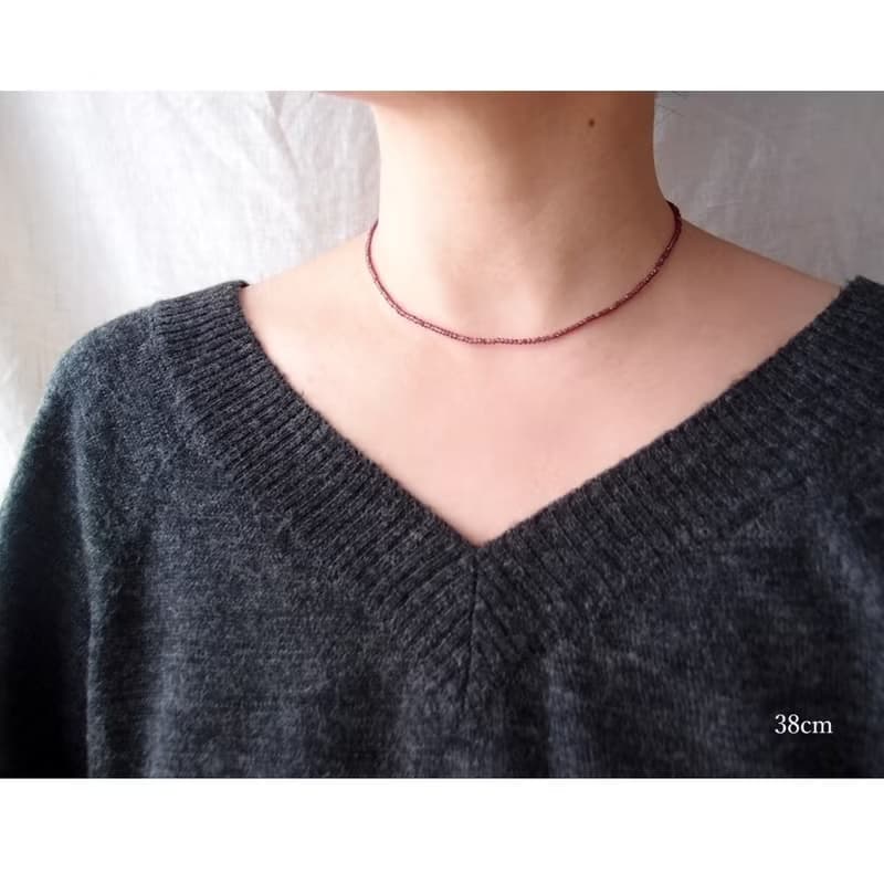 【K14gf】Colored Stone Plane Necklace　Rhodolite Garnet・ロードライトガーネット
