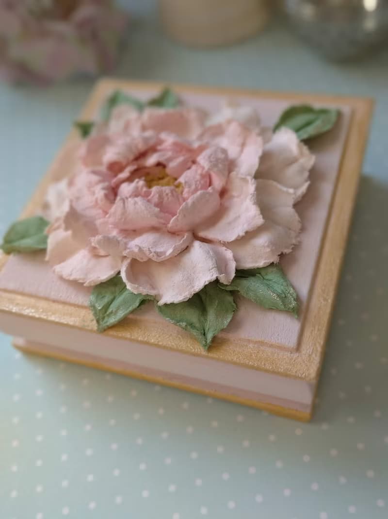 情人节礼物 Valentine's Day Gift Small jewelry box with peony for woman Trinket box