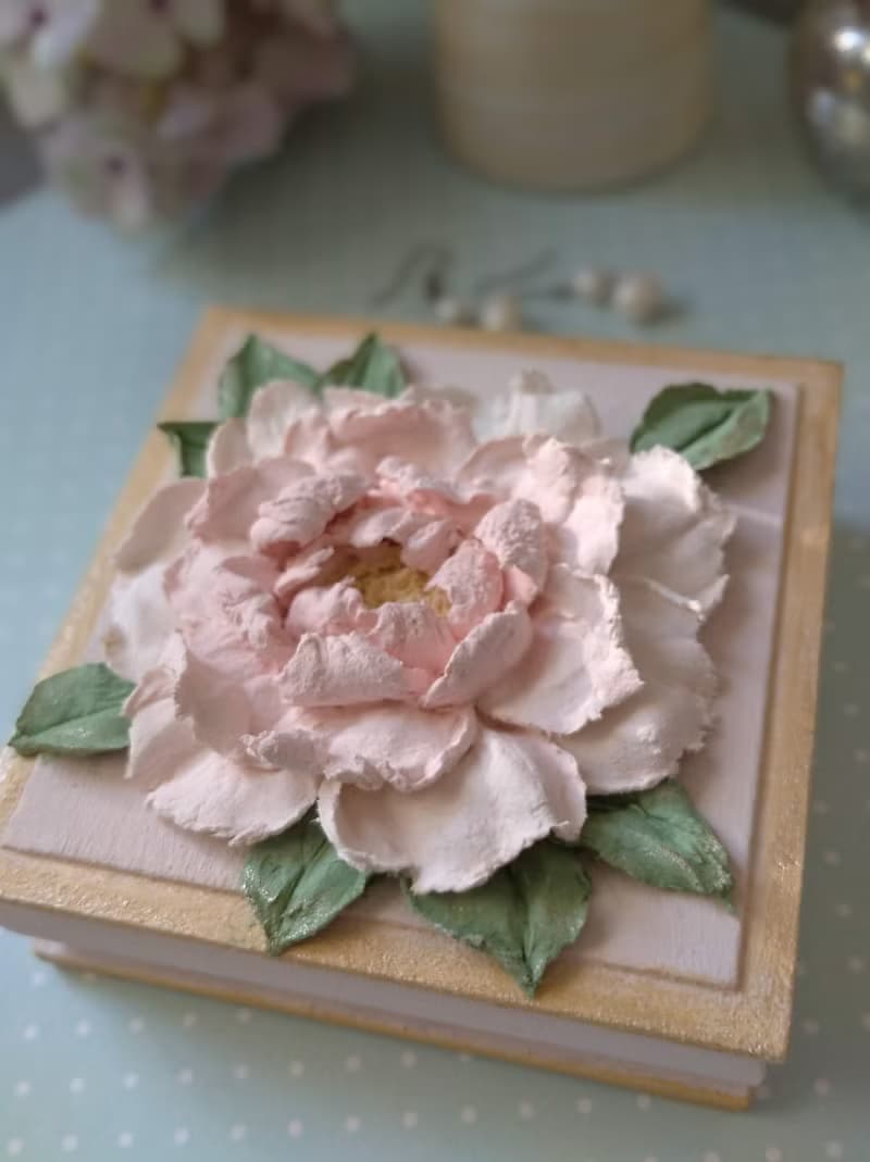 情人节礼物 Valentine's Day Gift Small jewelry box with peony for woman Trinket box
