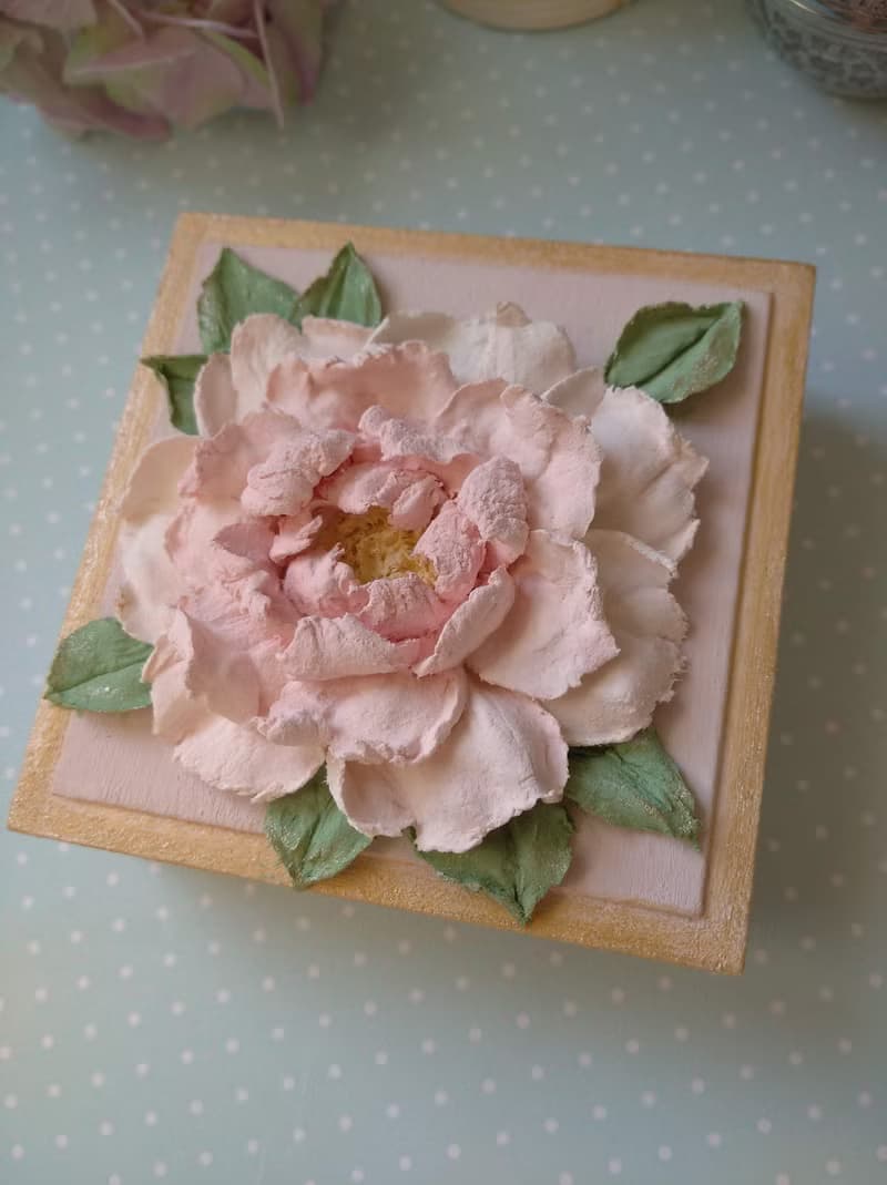 情人节礼物 Valentine's Day Gift Small jewelry box with peony for woman Trinket box
