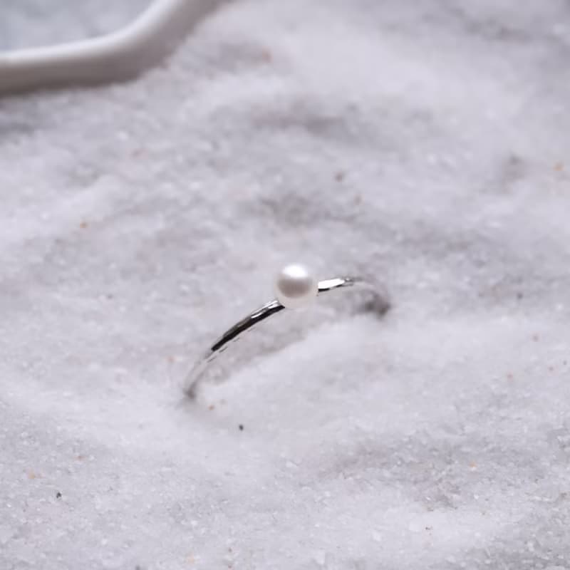天然淡水珍珠925純銀豆豆戒指 可調式戒指