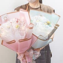 5顆金莎花束 (2色可挑) 情人節 生日禮物 畢業花束 (附燈串+插桿)