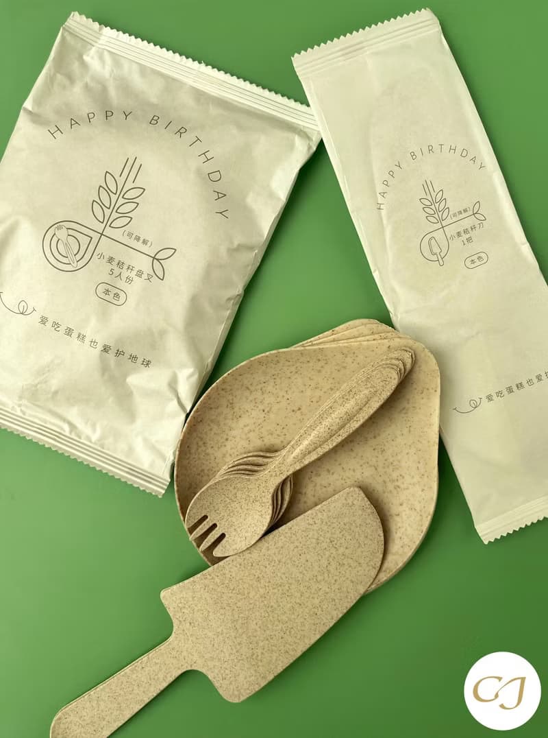 小麥桿製5入單獨包裝餐盤刀組-購買館內產品才可免運加購