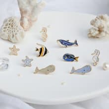 海洋生物 自由搭配 夾式耳環 手工飾品 生日禮物 紙盒包裝