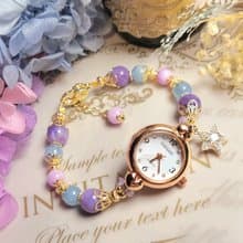 。彩虹天使的魔法。k金包銅保色獨角獸色系天然水晶實用手錶設計