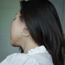 LETO 巴洛克珍珠蕾絲大耳圈 SV925/14KGF 天然珍珠耳環 正式 婚禮