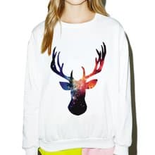 Cosmic Stag 中性男女大學T 刷毛 白色 鹿 宇宙 交換 禮物 聖誕節 設計 自創 品牌 銀河系 時髦 圓 三角形