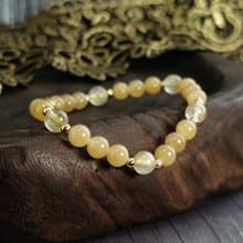 手鍊 天然 新疆且末糖料 和田玉 黃鈦晶 包金 手珠 寶石