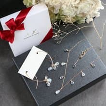 14kgf-chilly tears pierced earrings & short necklace(ajustable chain)