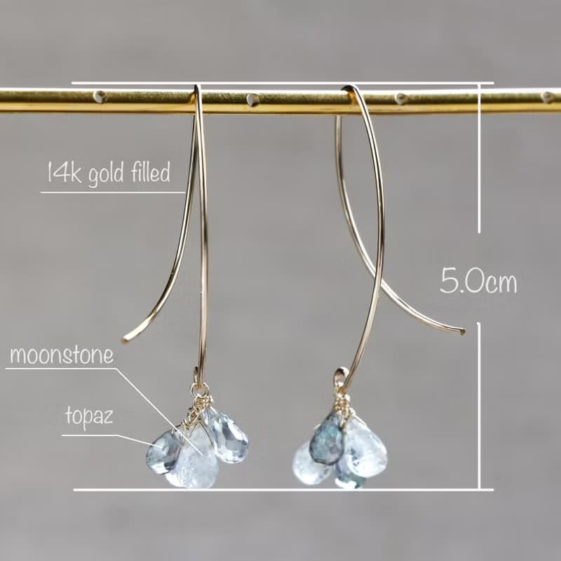14kgf-chilly tears pierced earrings & short necklace(ajustable chain)