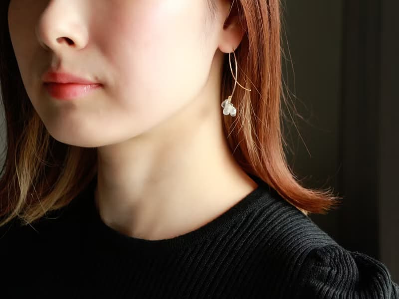 14kgf-chilly tears pierced earrings & short necklace(ajustable chain)