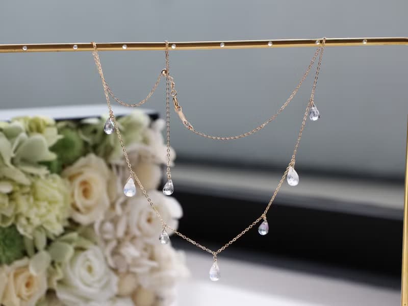 14kgf-chilly tears pierced earrings & short necklace(ajustable chain)