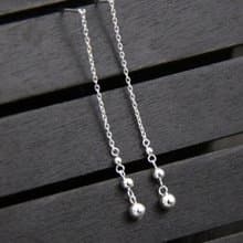 Genuine S925 Sterling Silver Chains Tassel Earrings for Women Handmade Beading