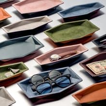 多角形トレイLサイズ レザートレイ  収納トレイ スエード メガネ ペン アクセサリー 時計 ギフト プレゼント