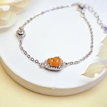 |招財 福氣|緬甸翡翠高冰芬達黃起瑩葫蘆6.8mm純銀鍍18k手鏈