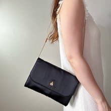 中古稀有 Lanvin 浪梵 緞面絲質 晚宴包 手拿包 側背包 鏈包